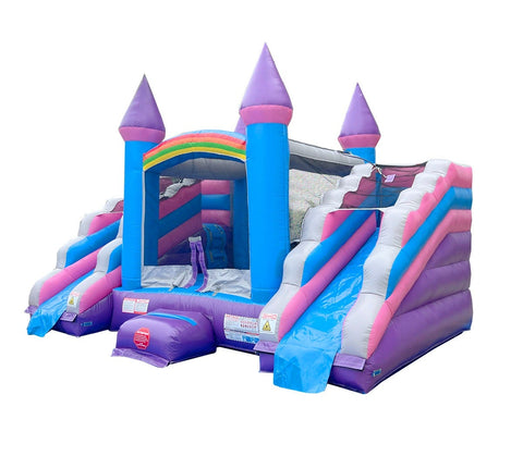 Rental Lite Pink Double Slide Bounce House Combo with Blower, Removable Pools