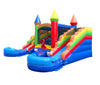 Image of Rental Lite Rainbow Double Slide Bounce House Combo with Blower, Removable Pools