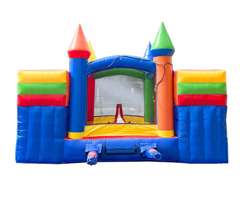 Rental Lite Rainbow Double Slide Bounce House Combo with Blower, Removable Pools