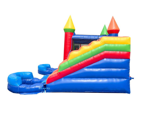 Rental Lite Rainbow Double Slide Bounce House Combo with Blower, Removable Pools