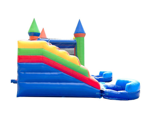 Rental Lite Rainbow Double Slide Bounce House Combo with Blower, Removable Pools