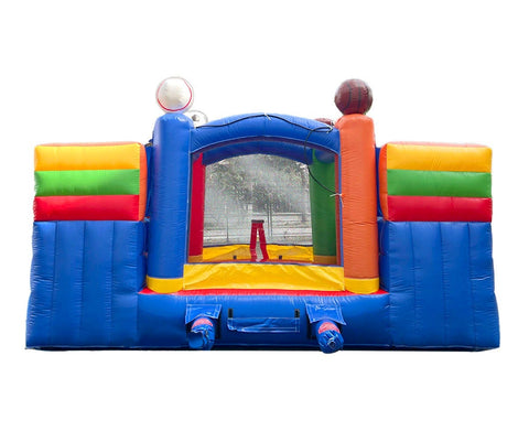 Rental Lite Sports Double Slide Bounce House Combo with Blower, Removable Pools