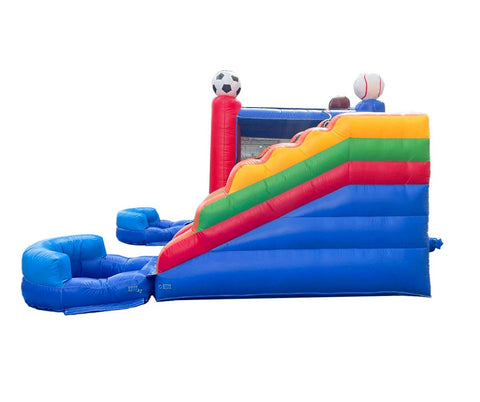 Rental Lite Sports Double Slide Bounce House Combo with Blower, Removable Pools