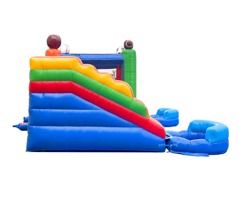 Rental Lite Sports Double Slide Bounce House Combo with Blower, Removable Pools