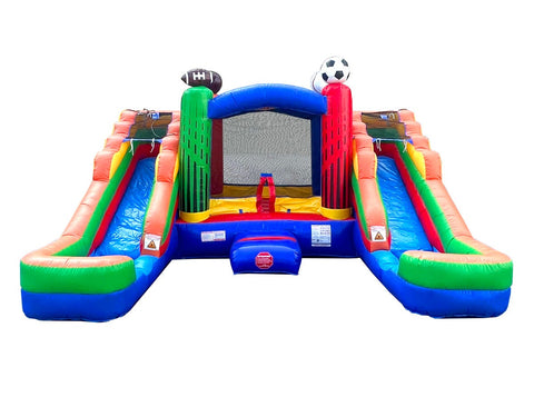 11'H Crossover Sports Double Water Slide Bounce House with Blower
