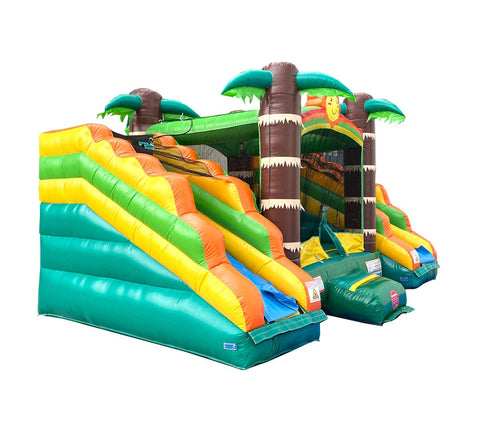 Rental Lite Tropical Double Slide Bounce House Combo with Blower, Removable Pools