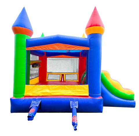 Rental Lite Modular Rainbow Dual Lane Combo with Blower and Non-Removable Splash Pool