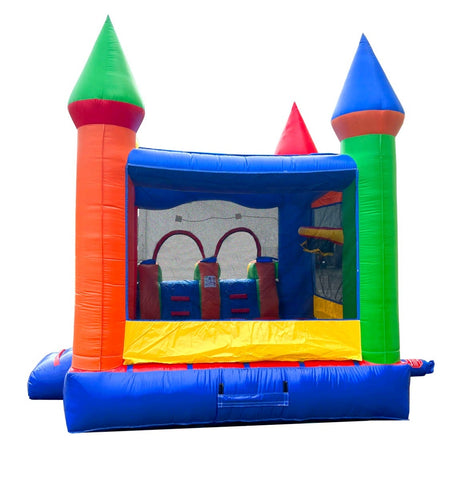 Rental Lite Modular Rainbow Dual Lane Combo with Blower and Non-Removable Splash Pool