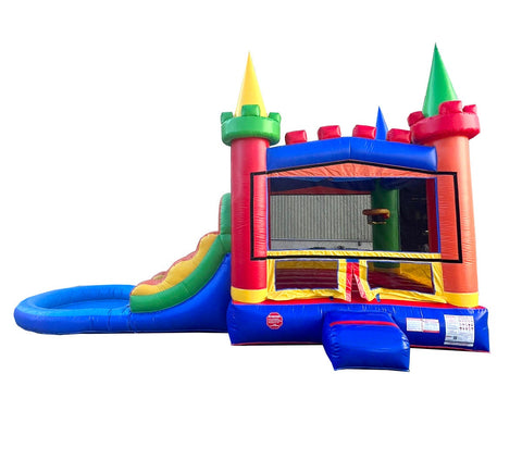Rental Lite Modular Rainbow Dual Lane Combo with Blower and Non-Removable Splash Pool