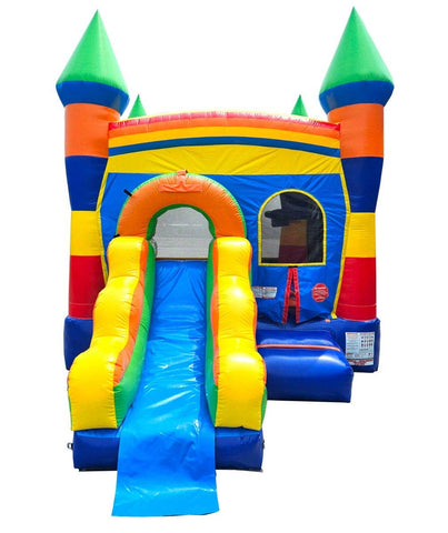 Rental Lite Deluxe Rainbow Bounce House Slide Combo with Blower
