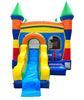 Image of Rental Lite Deluxe Rainbow Bounce House Slide Combo with Blower