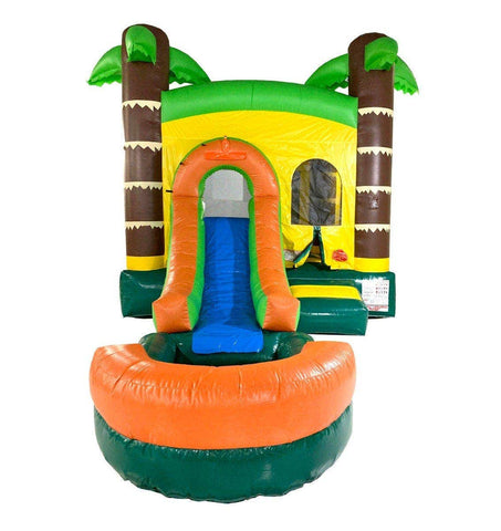 Rental Lite Tropical Bounce House Slide Combo with Non-Removable Pool