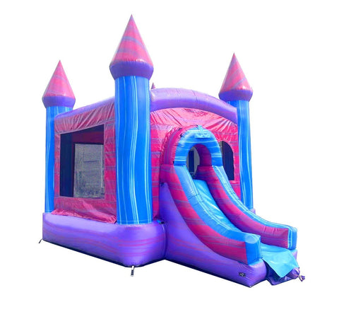 Rental Lite Deluxe Pink Marble Inflatable Bounce House with Slide Combo with Blower