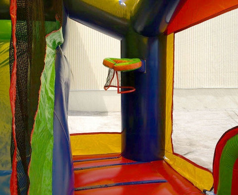 Save on Bounce House Near Me Rainbow Inflatable Bouncy Castle with Slide Combo and Blower