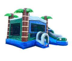 21.5'H Tropical Blue Marble Inflatable Water Slide with Blower