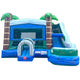 Modular Tropical Blue Marble Inflatable Water Slide Bounce House Combo with Blower