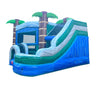 Image of Modular Tropical Blue Marble Inflatable Water Slide Bounce House Combo with Blower