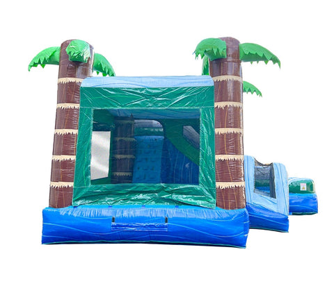 Modular Tropical Blue Marble Inflatable Water Slide Bounce House Combo with Blower