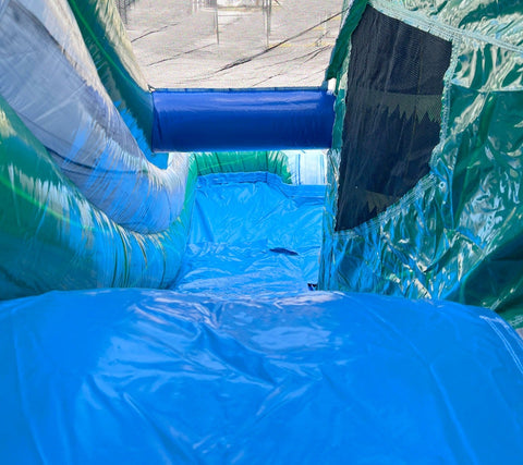 Modular Tropical Blue Marble Inflatable Water Slide Bounce House Combo with Blower