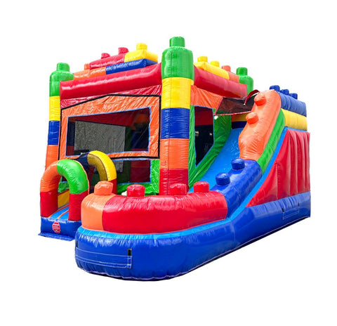 Modular Building Block Inflatable Water Slide Bounce House Combo with Blower by POGO Bounce House