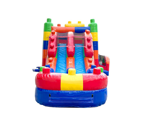 Building Block, Double Water Slide Bounce House with Blower
