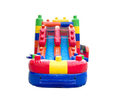 Building Block, Double Water Slide Bounce House with Blower