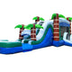 Mega Tropical Blue Marble Dual Lane Inflatable Water Slide Bounce House Combo with Blower