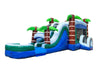 Image of Mega Tropical Blue Marble Dual Lane Inflatable Water Slide Bounce House Combo with Blower