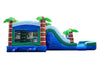 Image of Mega Tropical Blue Marble Dual Lane Inflatable Water Slide Bounce House Combo with Blower