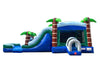 Image of Mega Tropical Blue Marble Dual Lane Inflatable Water Slide Bounce House Combo with Blower
