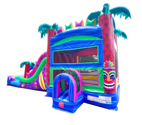 Tropical Paradise, Double Water Slide Bounce House with Blower