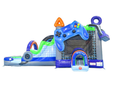 Video Game Mega Bounce House with Slide Combo with Blower