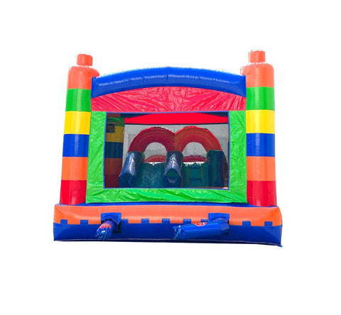 Kids Building Block Inflatable Bounce House with Slide and Blower