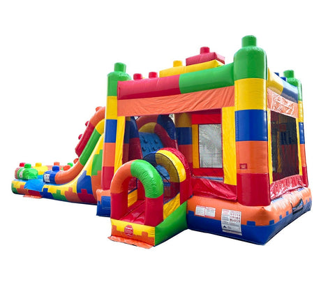 Mega Building Block Inflatable Water Slide Bounce House with Blower