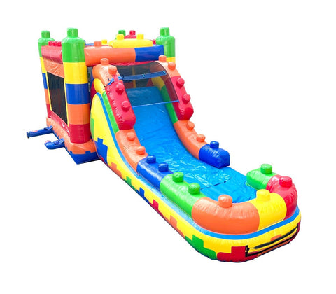 Mega Building Block Inflatable Water Slide Bounce House with Blower