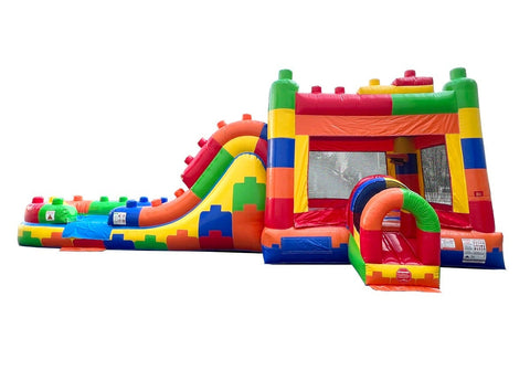Mega Building Block Inflatable Water Slide Bounce House with Blower