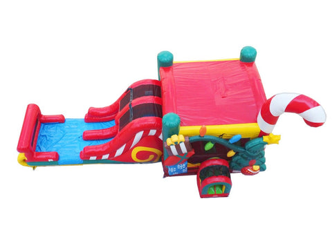 Christmas, Double Water Slide Bounce House with Blower