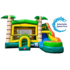 Modular Tropical Water Slide Bounce House Combo with Detachable Pool and Blower