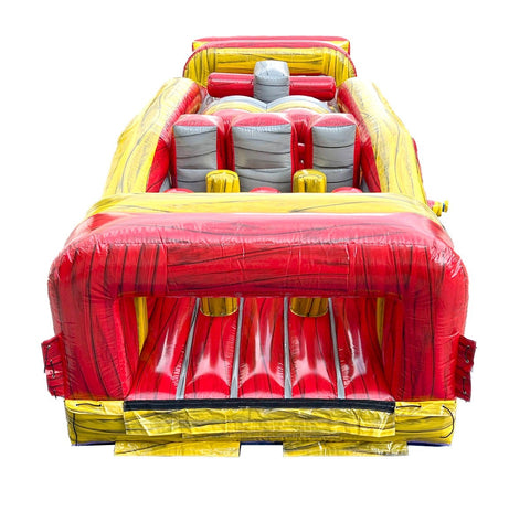 7-Element Red Marble Inflatable Obstacle Course with Blower