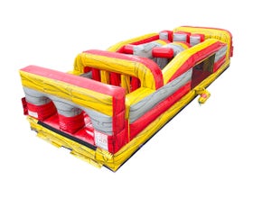 7-Element Red Marble Inflatable Obstacle Course with Blower
