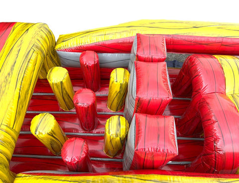7-Element Red Marble Inflatable Obstacle Course with Blower