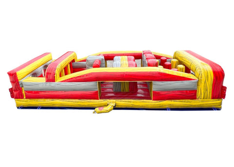 7-Element Red Marble Inflatable Obstacle Course with Blower