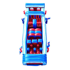 7-Element Red White and Blue Marble Inflatable Obstacle Course with Blower