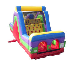 30' Retro Rainbow Inflatable Rock Climb Slide with Blower