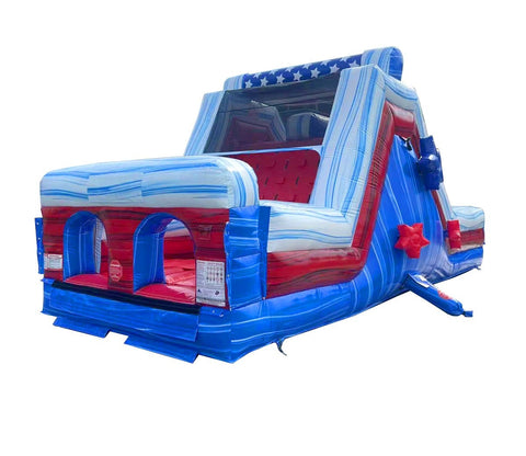 30' Red White and Blue Marble Rock Climb Slide with Blower