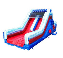 30' Red Blue White Marble Rock Climb Slide with Blower