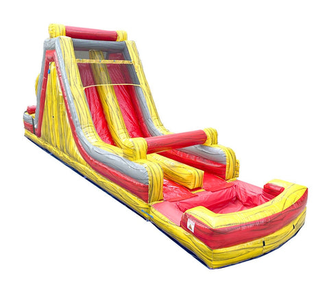 47' Red Marble Mega Inflatable Rock Climb Slide with Blower and Detachable Pool, Wet/Dry