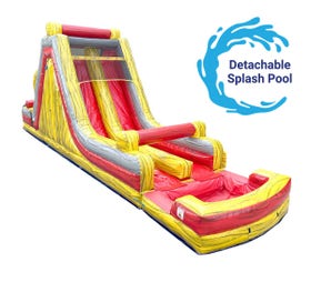 47' Red Marble Mega Inflatable Rock Climb Slide with Blower and Detachable Pool, Wet/Dry