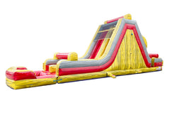 47' Red Marble Mega Inflatable Rock Climb Slide with Blower and Detachable Pool, Wet/Dry