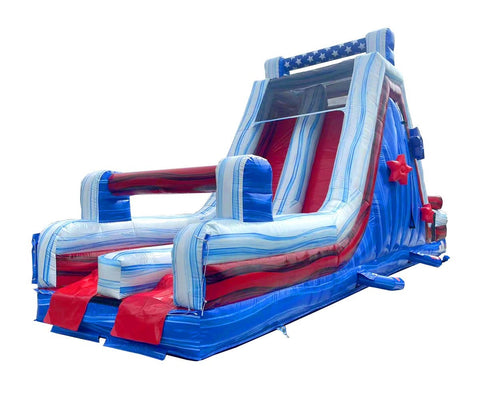 40' Red White and Blue Marble Inflatable Rock Climb Slide with Blower